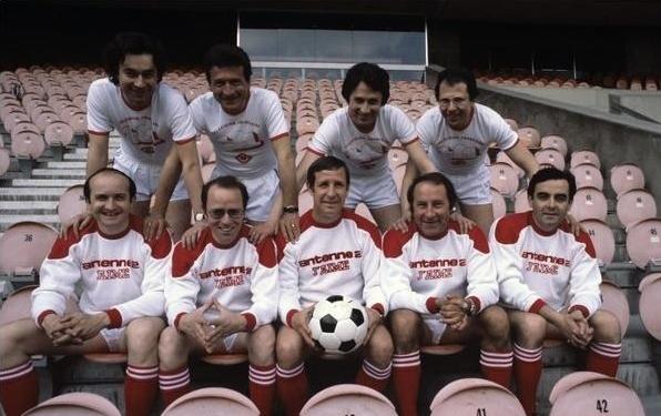 Michel Denizot, Pierre Cangioni, Michel Drucker, Georges Dominique, Pierre Salviac, Thierry Roland, Raymond Kopa, Robert Chapatte et Bernard Pivot.JPG