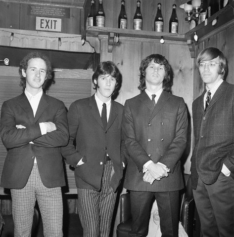 Ray Manzarek, Jim Morrison Robbie Krieger John Densmore 1966.jpg