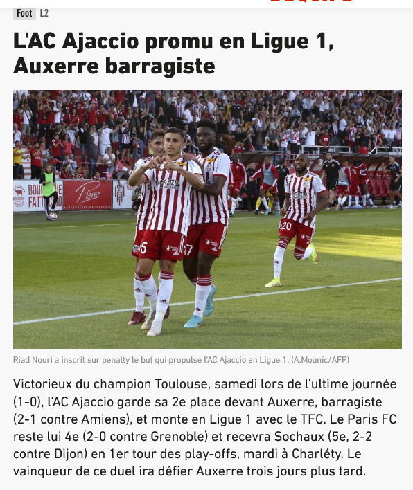 AC Ajaccio promu en Ligue 1, Auxerre barragiste.jpg
