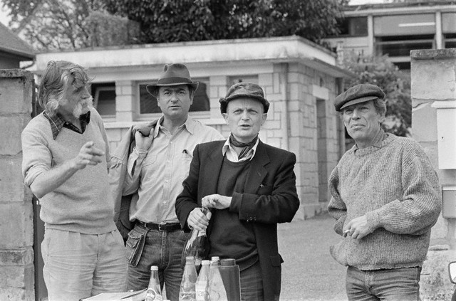 François Cavanna, Georges Wolinski, Jean-Marc Reiser et Gebe en 1983.jpg