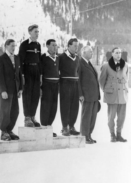 Franz Gabl, Henri Oreiller, Karl Molitor et Rolf Olinger (JO 1948).jpg